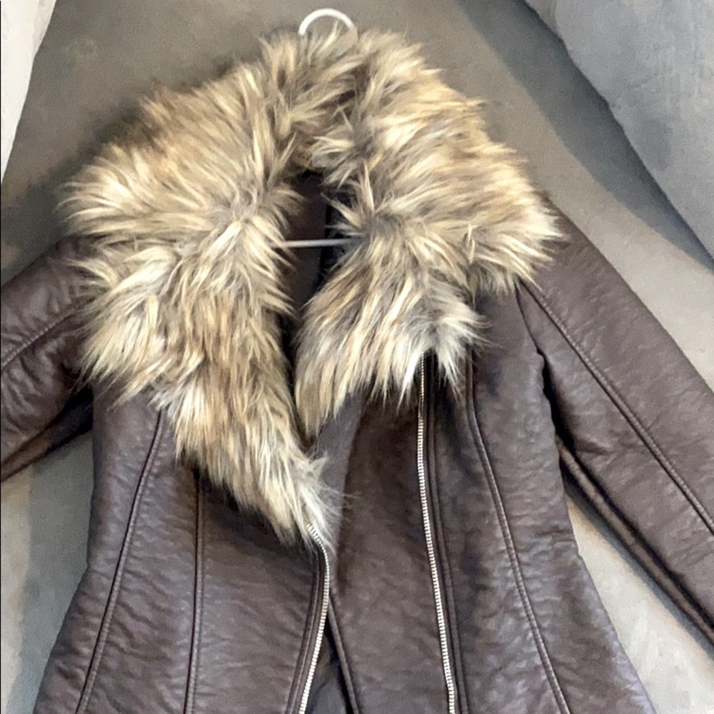 Small brown faux leather jacket